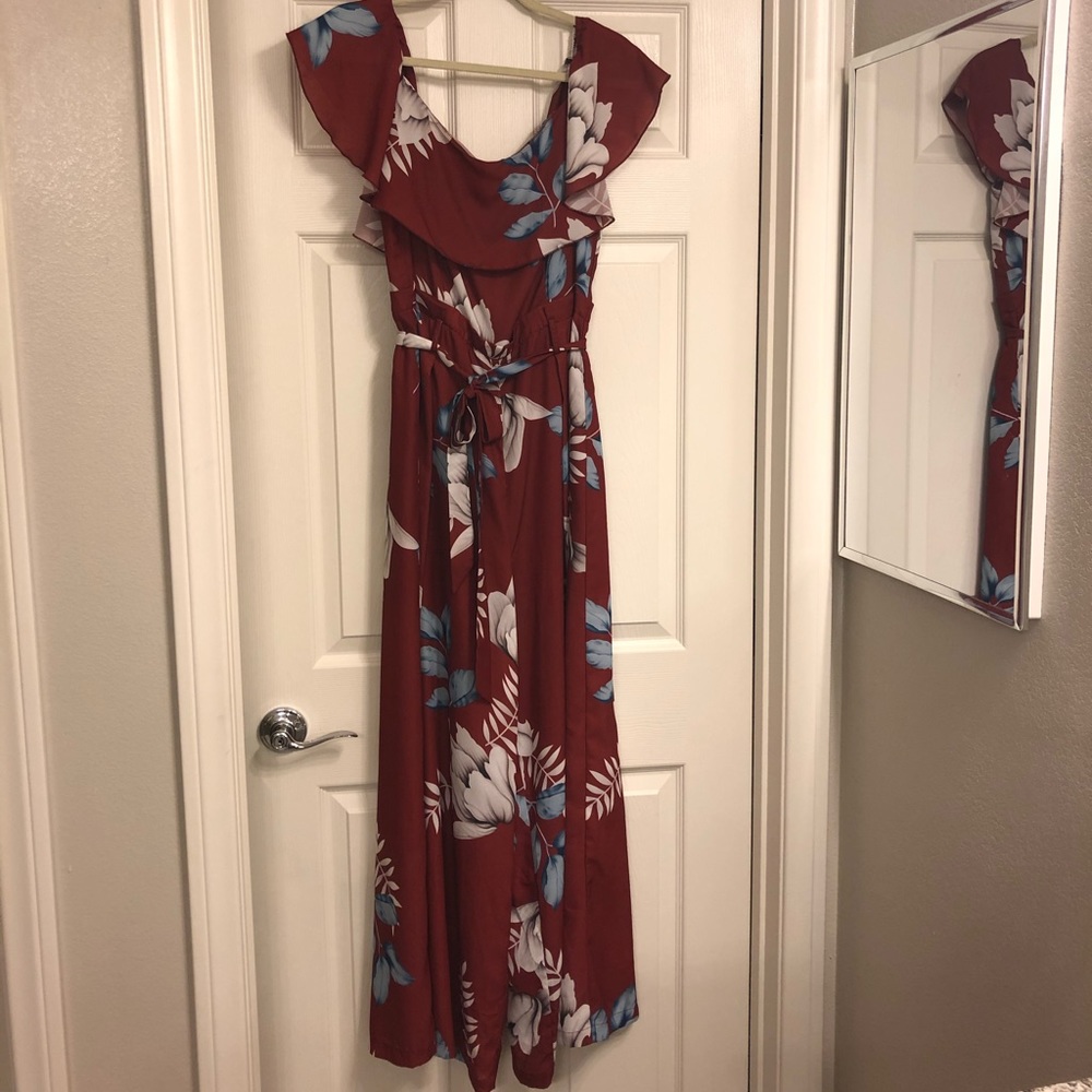 Maroon floral jumpsuit